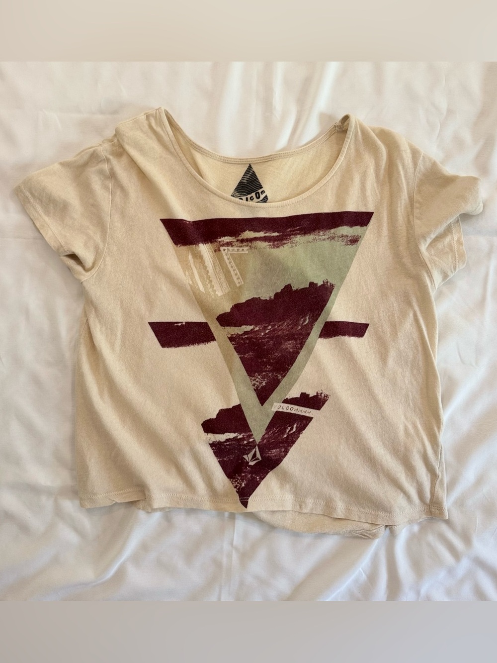 Volcom Cactus Graveyard Rebel Tee, Cream Desert Graphic, XS, Y2K Skate Surf 2011